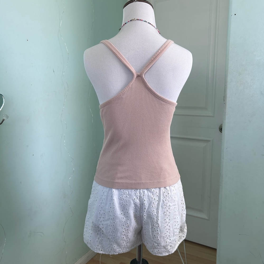 Zara Tan Knit Ribbed Racerback Tank Top - Picture 6 of 9